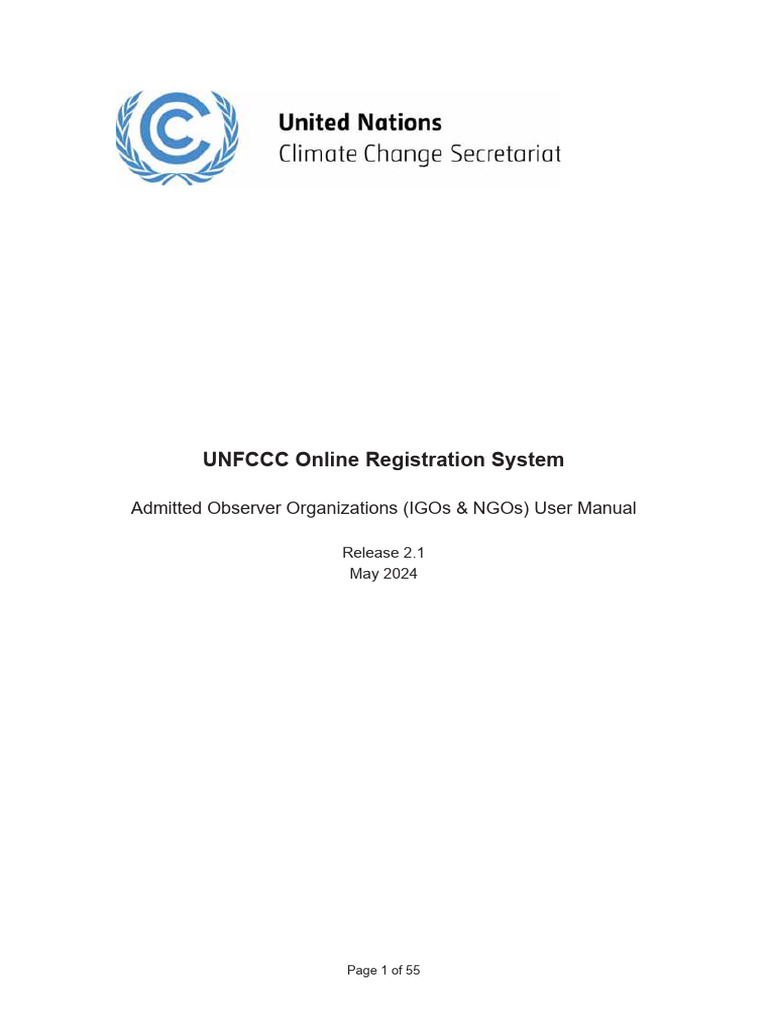UNFCCC ORS User Manual-Observer Organisations | PDF