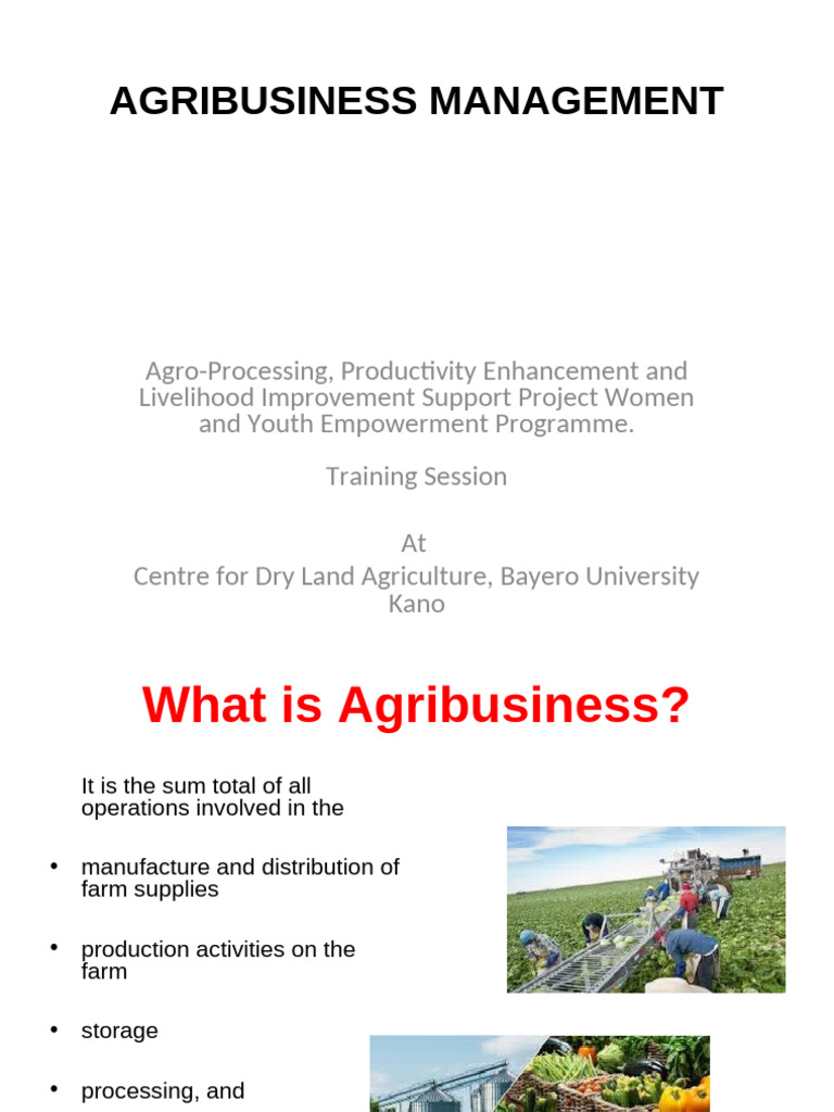 Agribusiness Management Training Overview | PDF | Agriculture ...