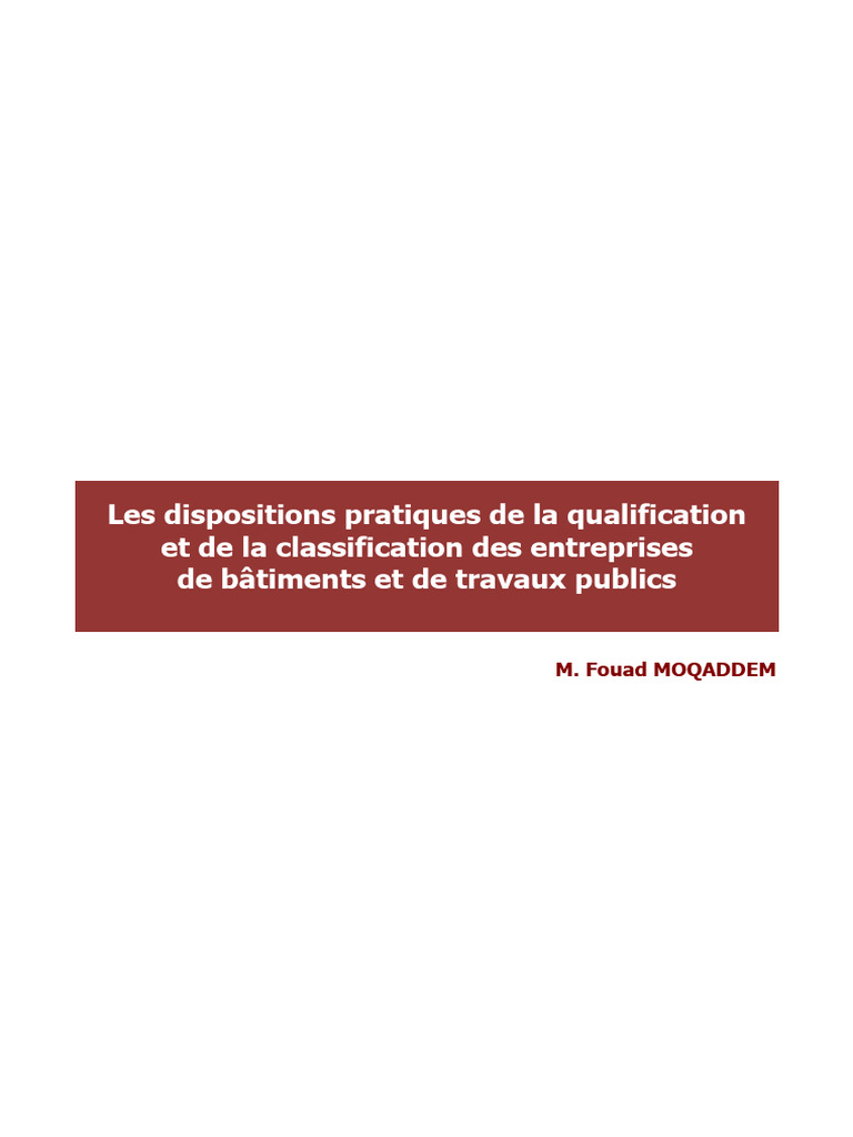 Qualification et classification BTP Maroc 2024 | PDF | Business | Transport