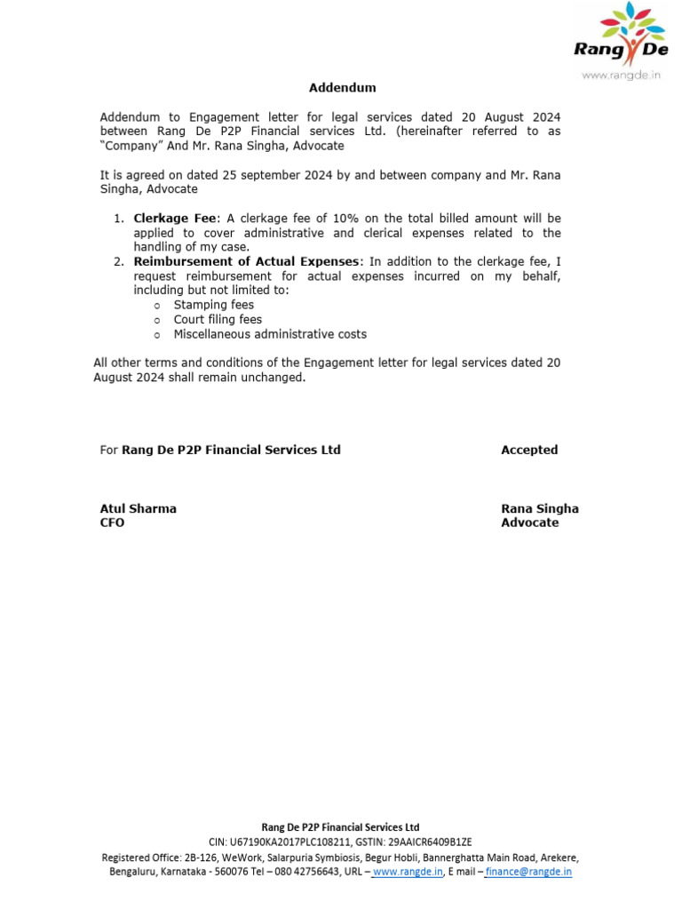 Addendum To LOE | PDF