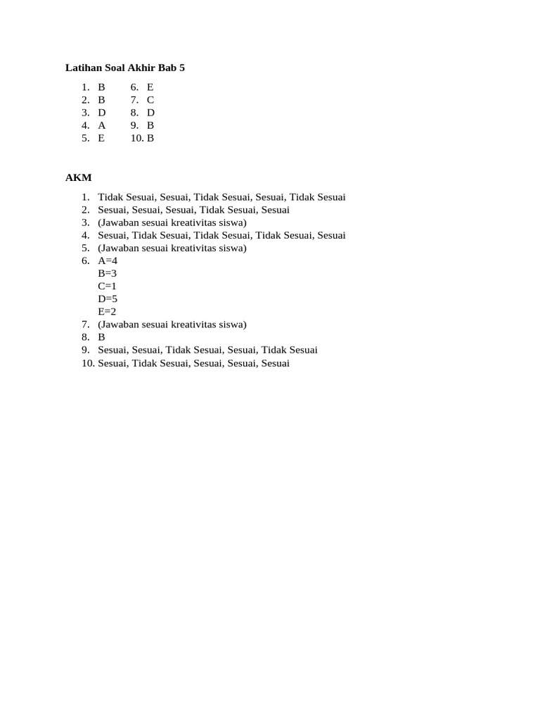 Latihan Soal Akhir Bab 5 Pdf