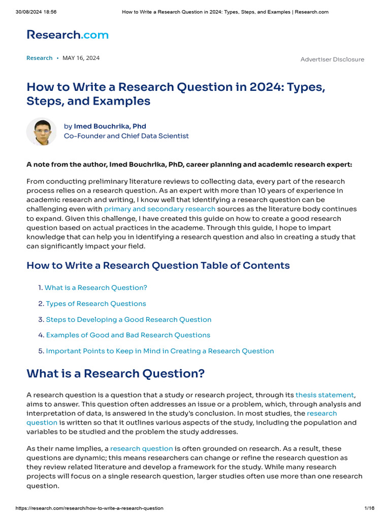 How To Write A Research Question in 2024 - Types, Steps, and Examples | PDF