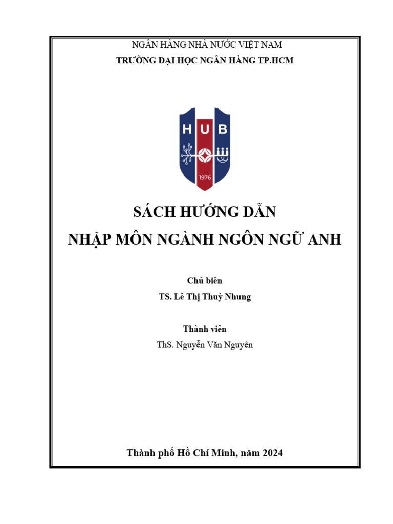 Nhập Môn Ngành Ngôn Ngữ Anh Tài Liệu Hướng Dẫn HUB2024 PDF