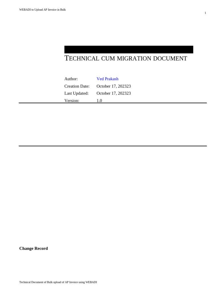 WebADI Technical Cum Migration Document Upload | PDF