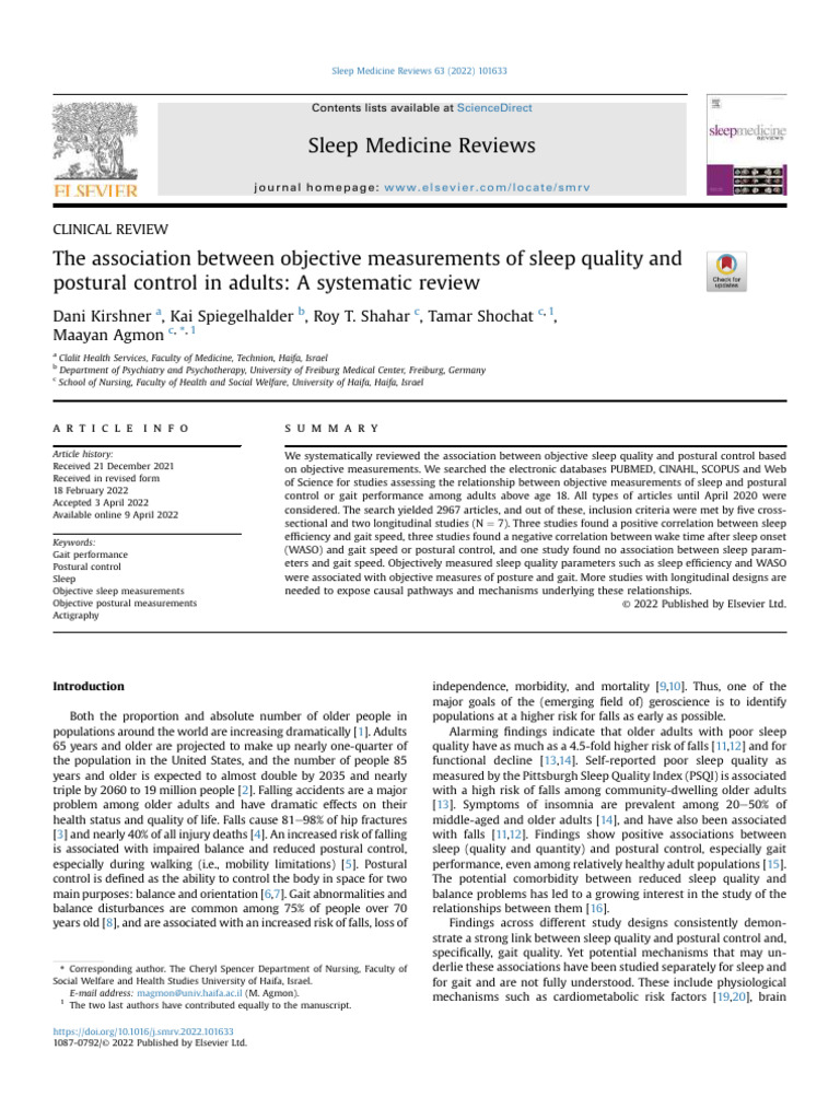 The Association Between Objective Measurements of Sleep Quality and | PDF