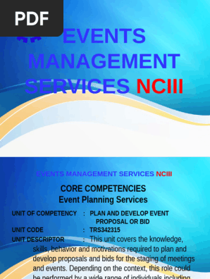 3 PLAN & DEVELOP EVENT PROPOSAL OR BID