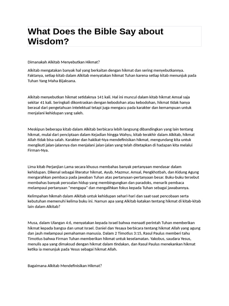 1 Wisdom | PDF