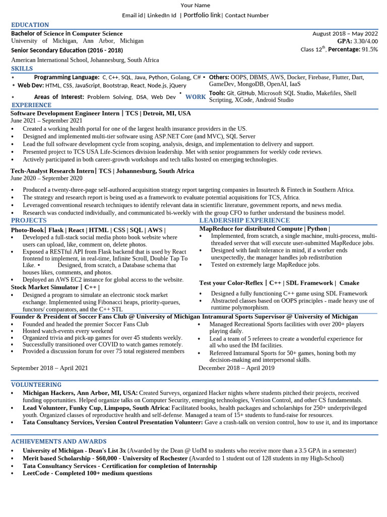 Resume Template PDF