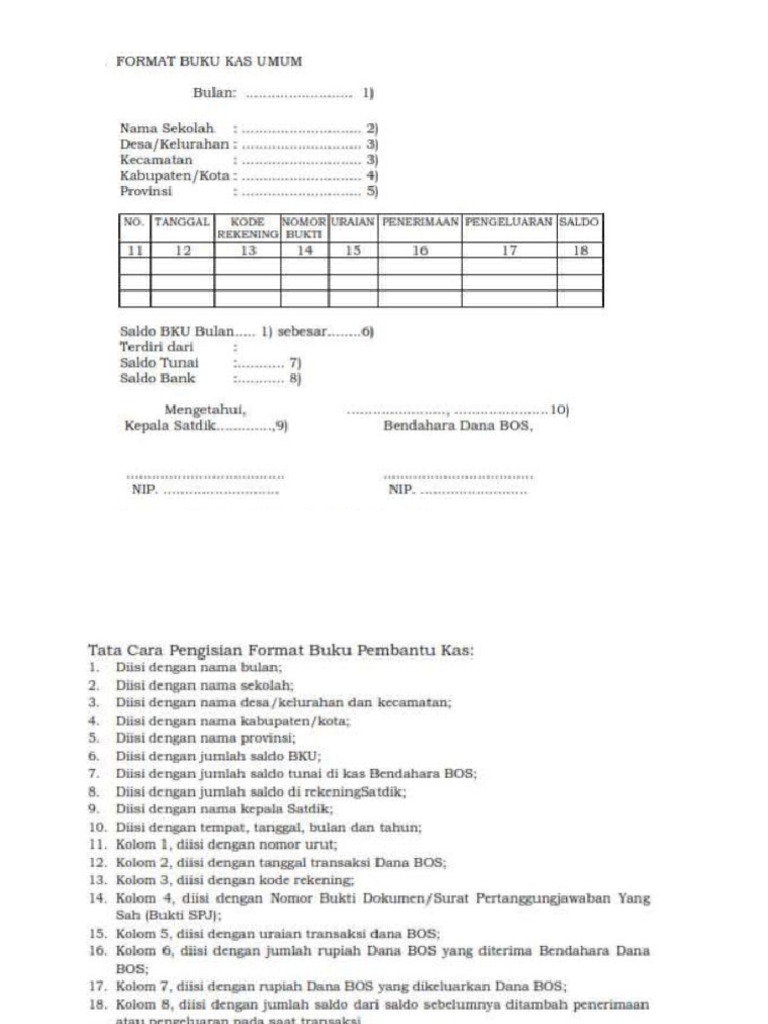 Contoh Format Buku Kas Umum | PDF