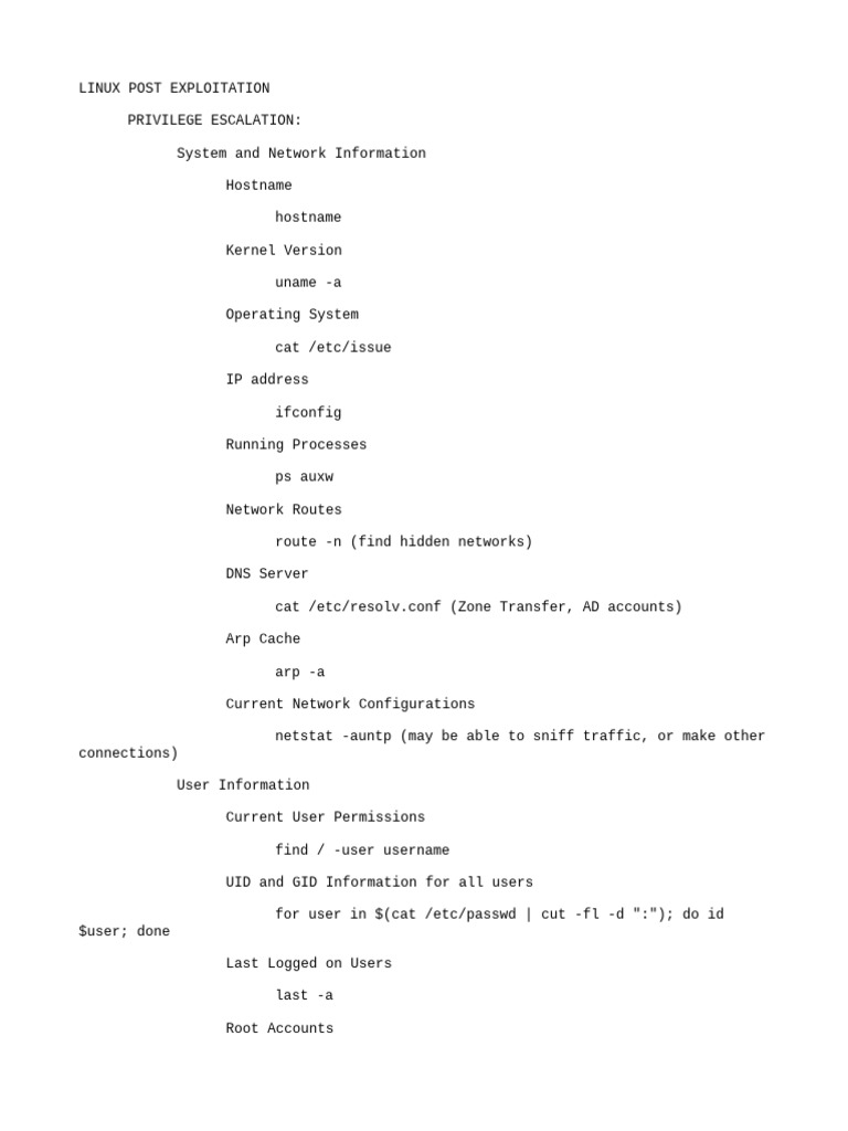 Linux Post Exploitation | PDF