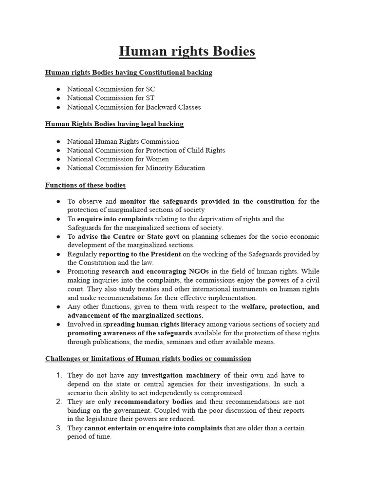 Human Rights Bodies | PDF
