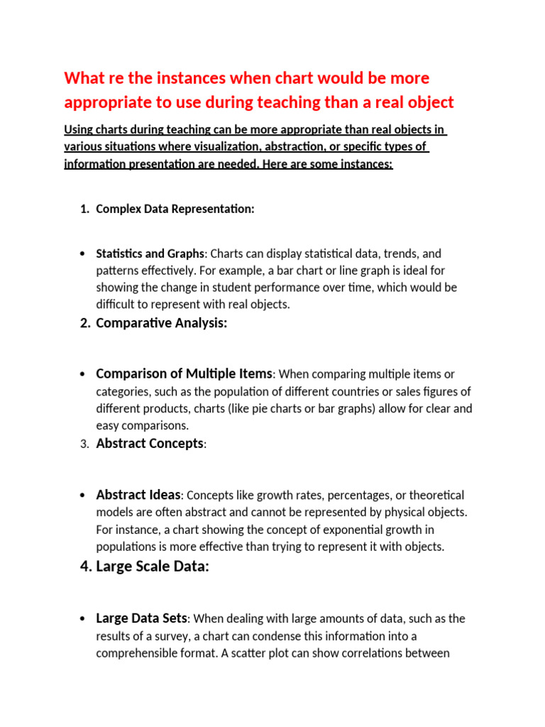 When to Use Charts Over Real Objects | PDF