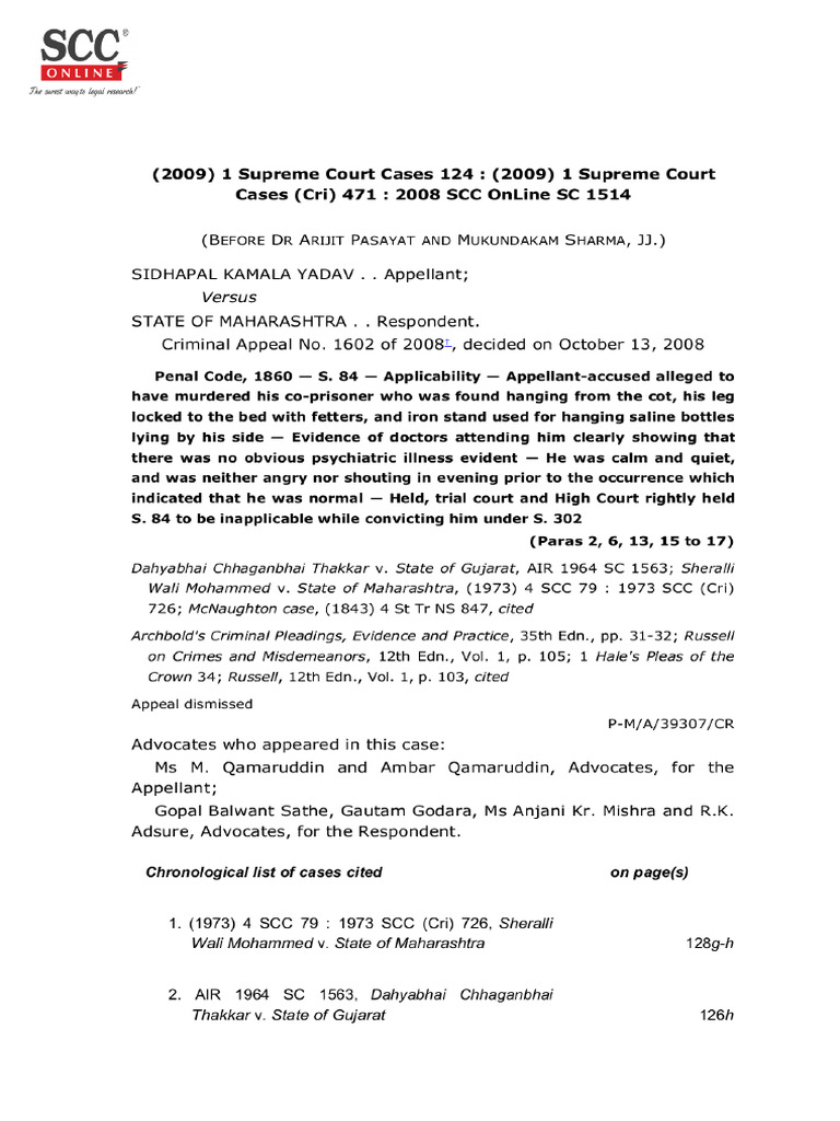 Sidhapal Kamla Yadav Vs State of Maharashtra | PDF