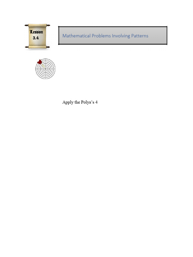 Mathematical Problems Involving Patterns: Lesson 3.4 | PDF