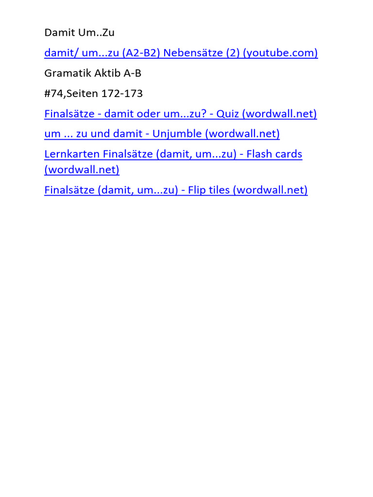 Damit Um... Zu | PDF