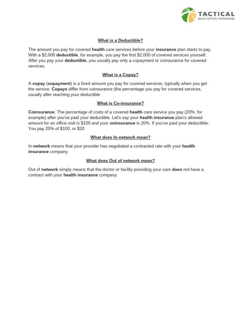 Insurance 101 Terminology | PDF