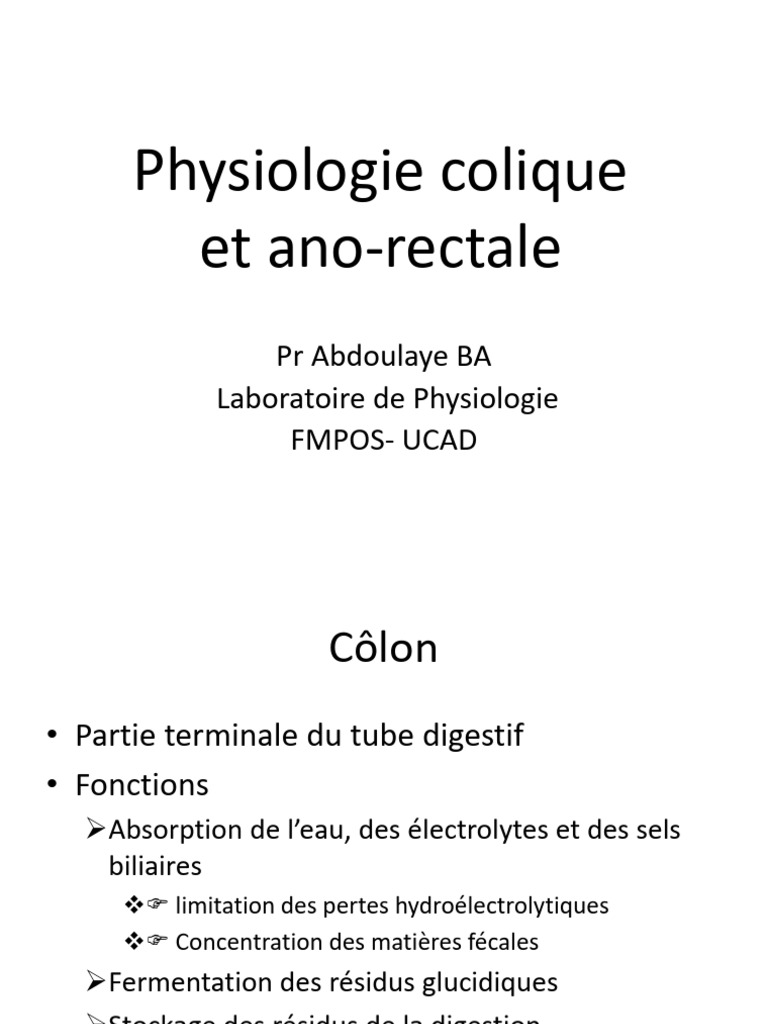 7 Physiologie Colique Et Anorectale | PDF