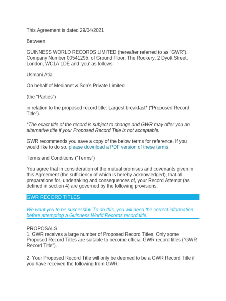 GWR Agreement | PDF