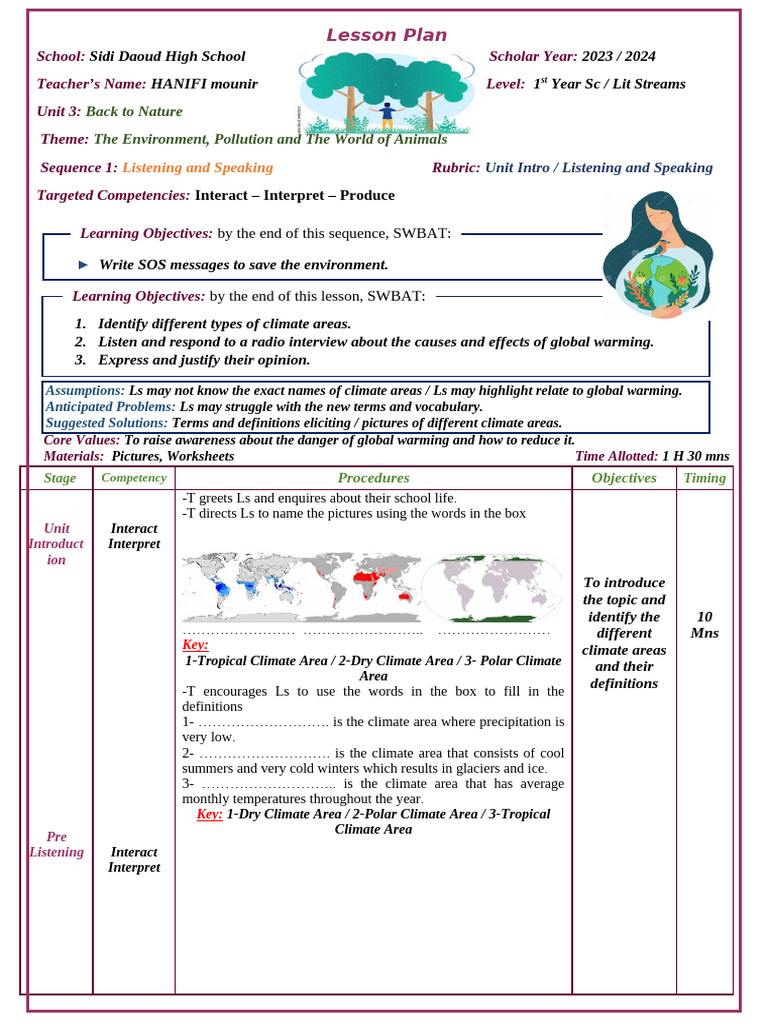 1 Unit Intro Listening And Speaking Lesson Plan Pdf