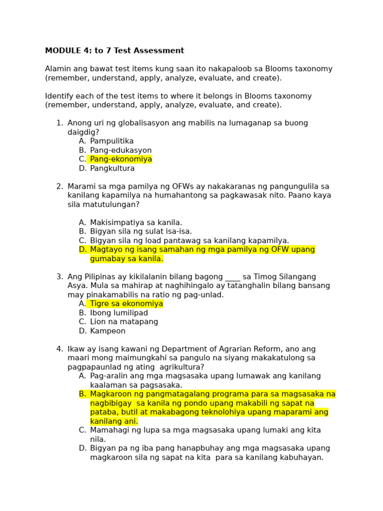 TestM 4 7 Revised | PDF | Philippines