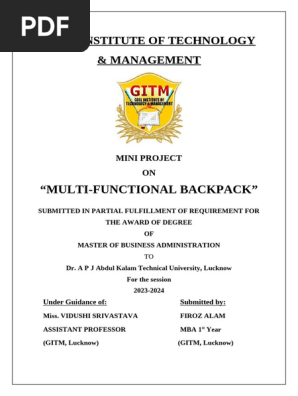 Multi Functional Backpack