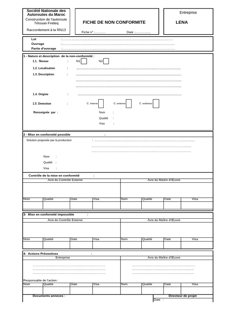 Fiche de Non Conformité | PDF