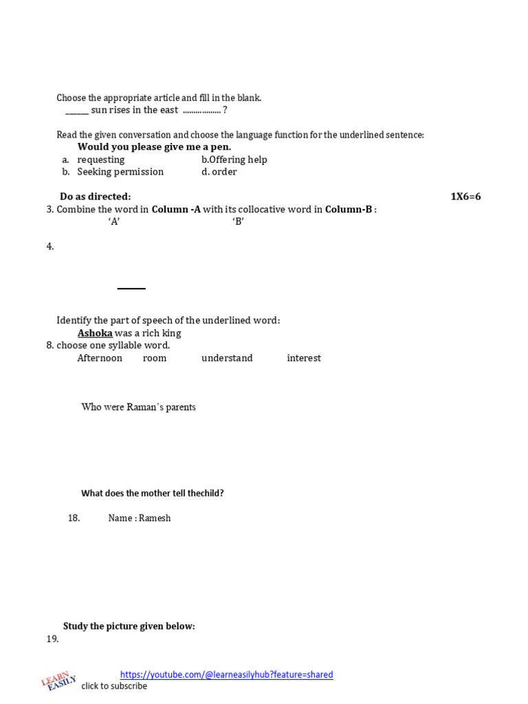 Summative Assessment 1 2024-25: Would You Please Give Me A Pen | PDF
