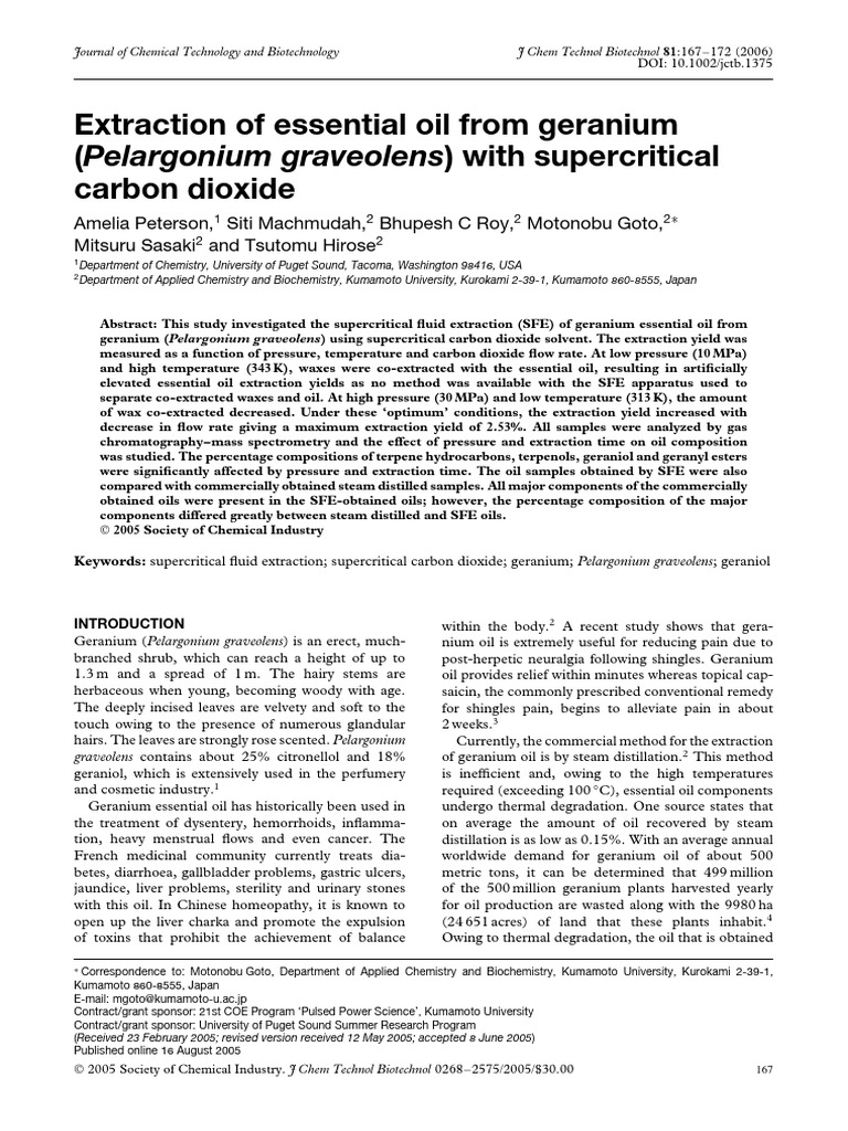 Extraction of Essential Oil From Geranium (Pelargonium Graveolens) With ...