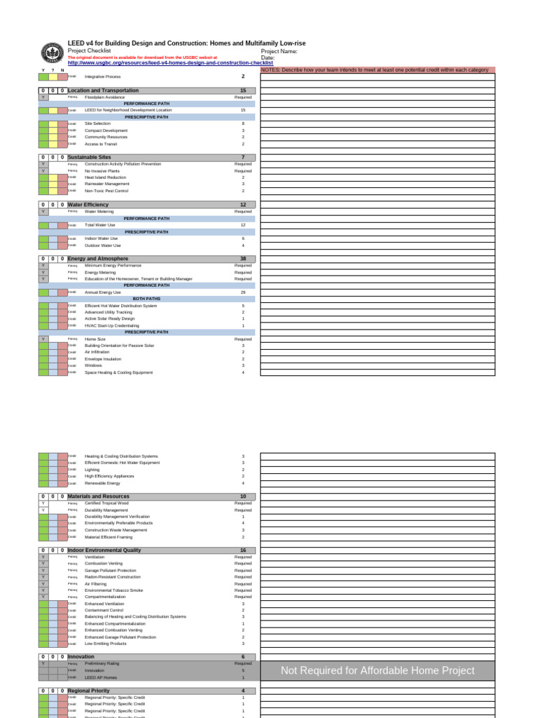 2.3.4.a.sr LEED v4 For Homes Design and Construction Checklist - v2 | PDF