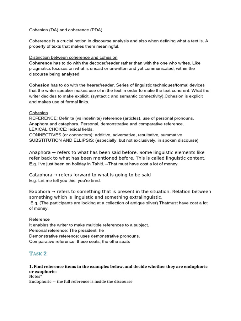 Coherence and Cohesion | PDF