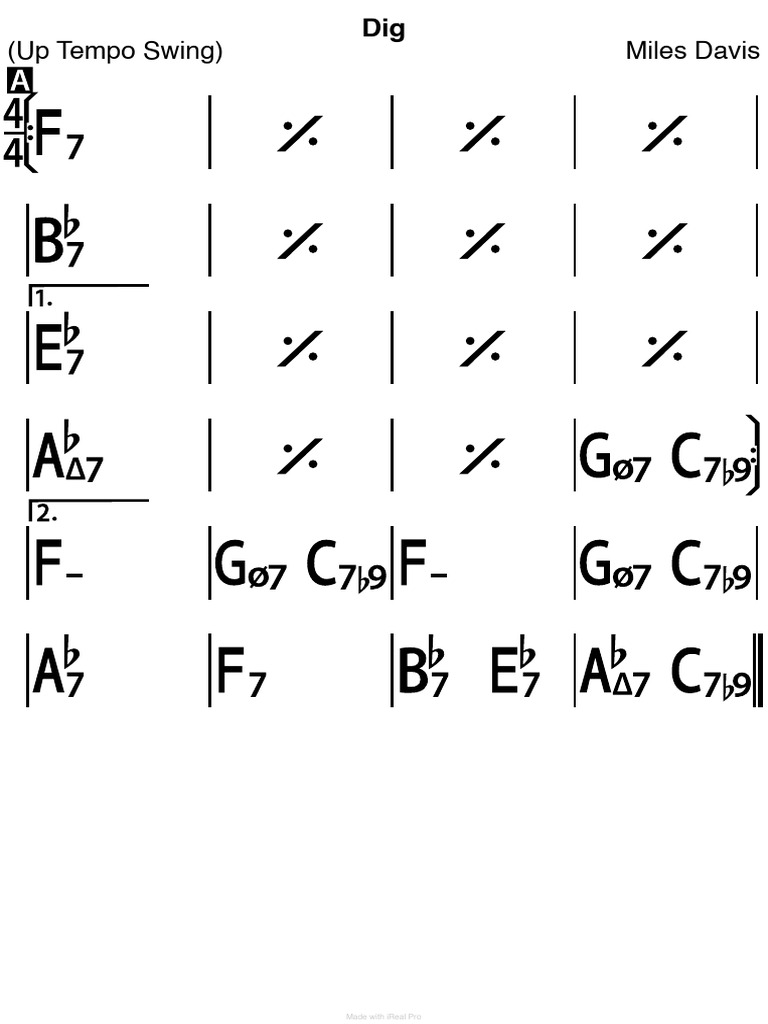  up tempo swing miles davis made with ireal pro pdf