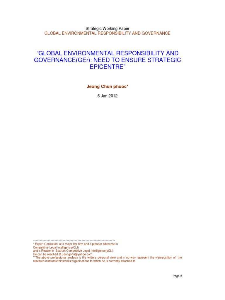 Global Environmental Responsibility and Governance (6jan2012) | PDF ...