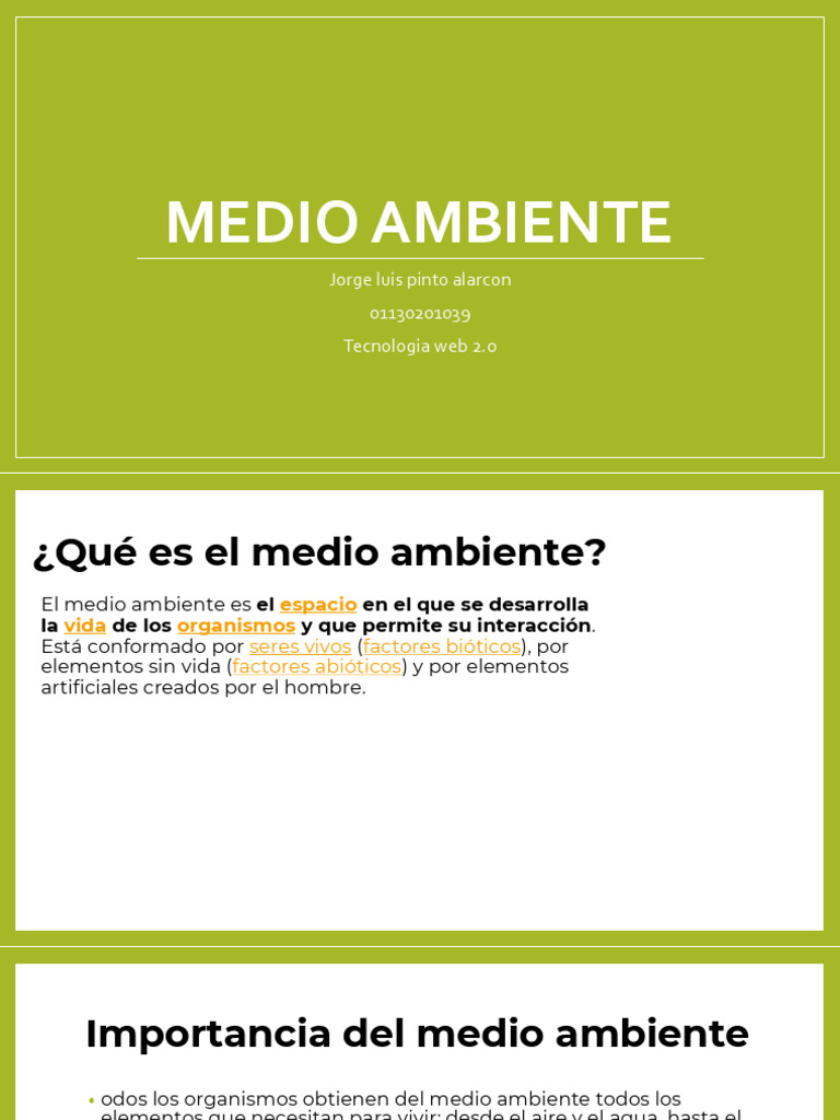 Importancia y cuidado del medio ambiente | PDF | Entorno natural ...