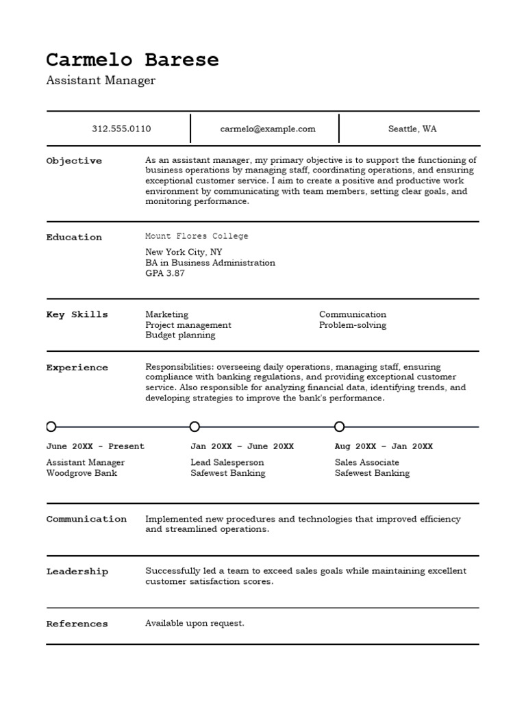 Classic Management Resume | PDF