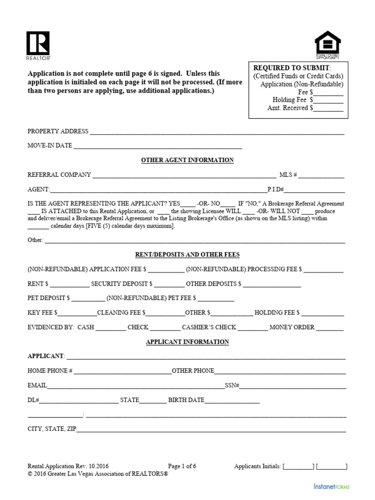 Rental Application (Rev 10 - 16) | PDF