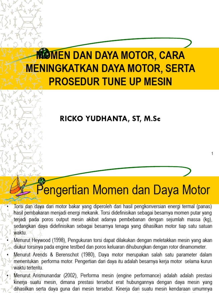 Momen Dan Daya Motor Serta Prosedur Tune Up Mesin (1 Meeting) | PDF