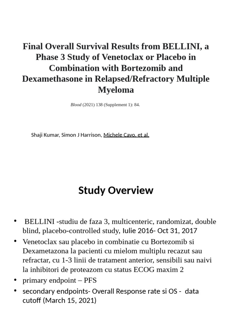 Final Overall Survival Results From BELLINI, A | PDF