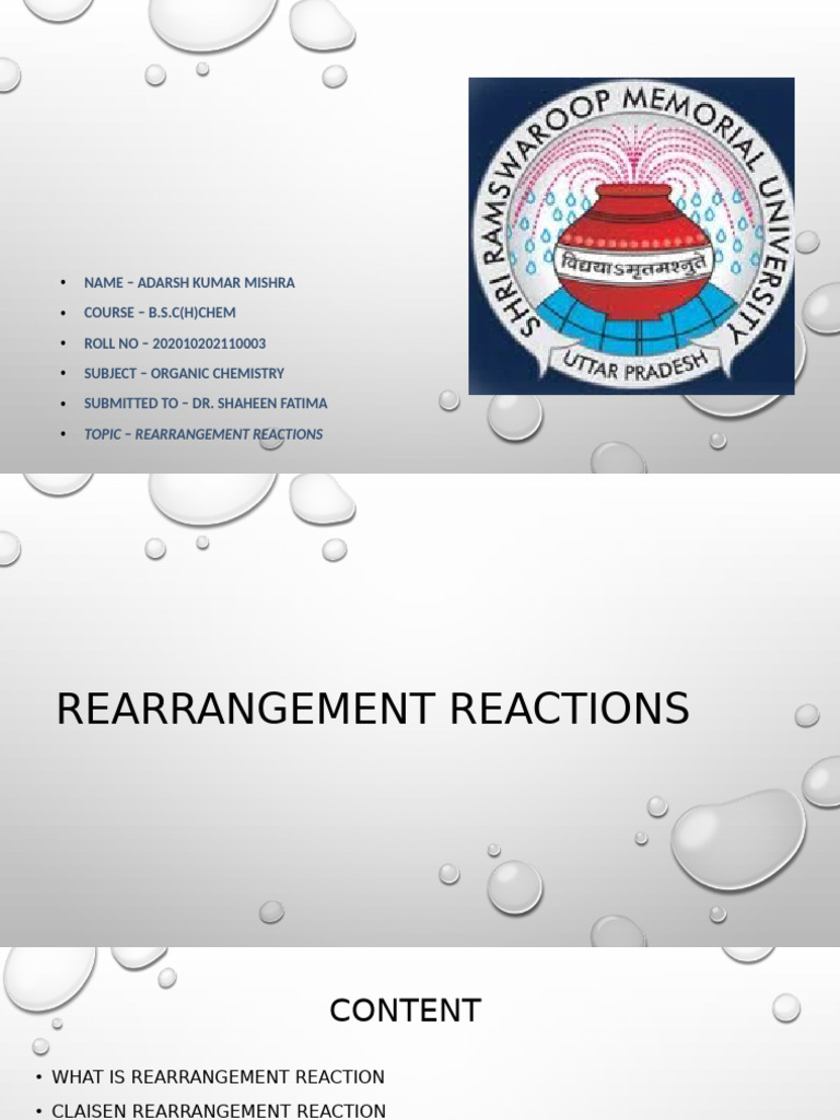 Overview of Rearrangement Reactions | PDF | Chemical Reactions ...
