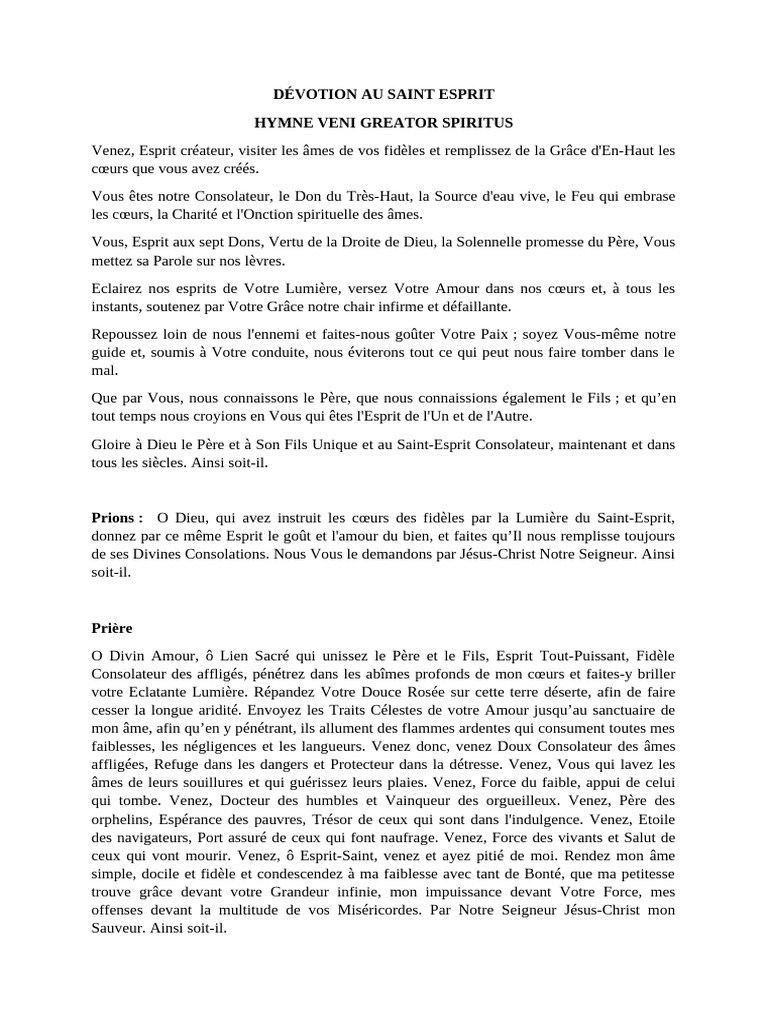 Dévotion Au Saint Esprit | PDF