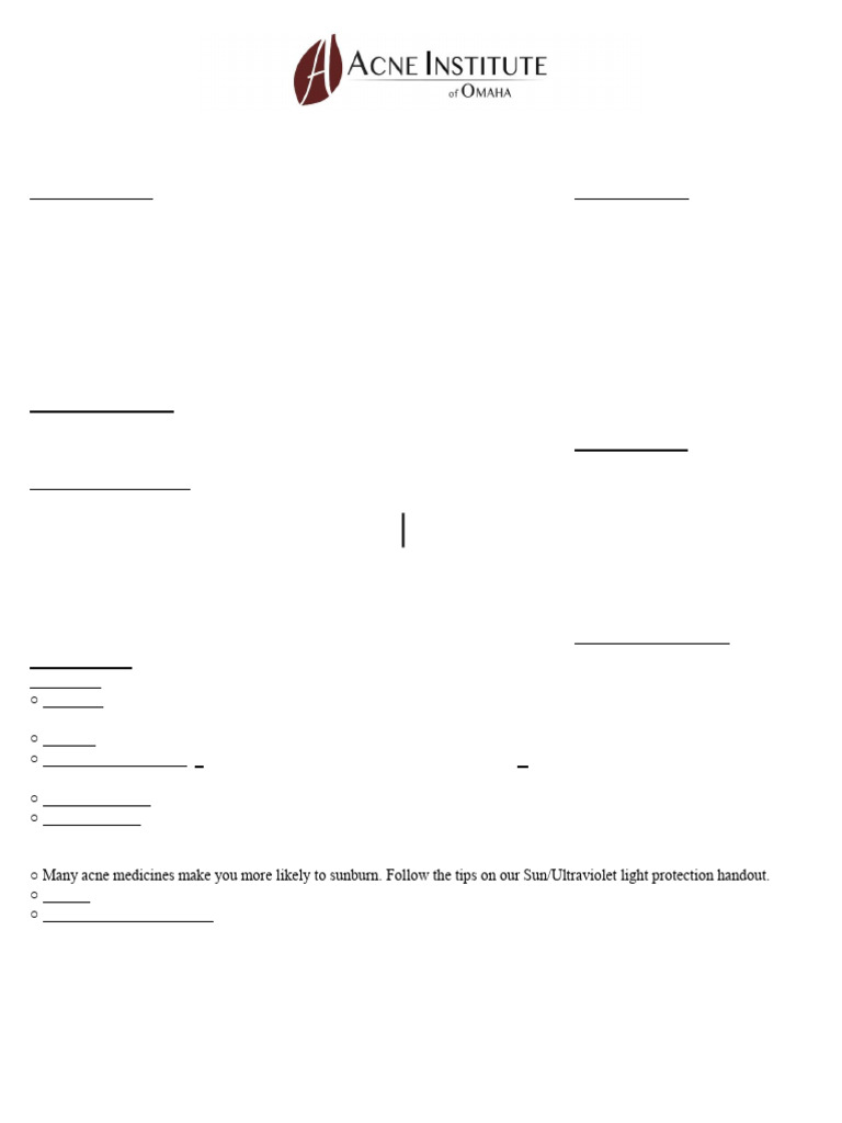 Acne Worksheet | PDF