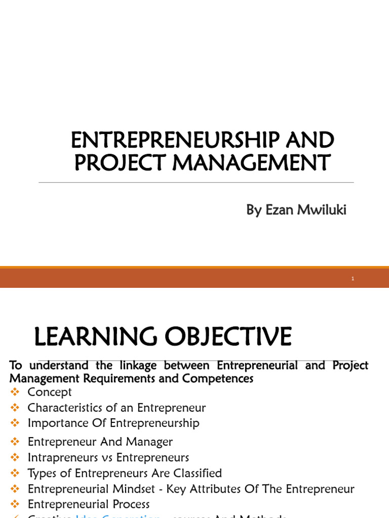 Entrepreneurship and Project Management Insights | PDF ...