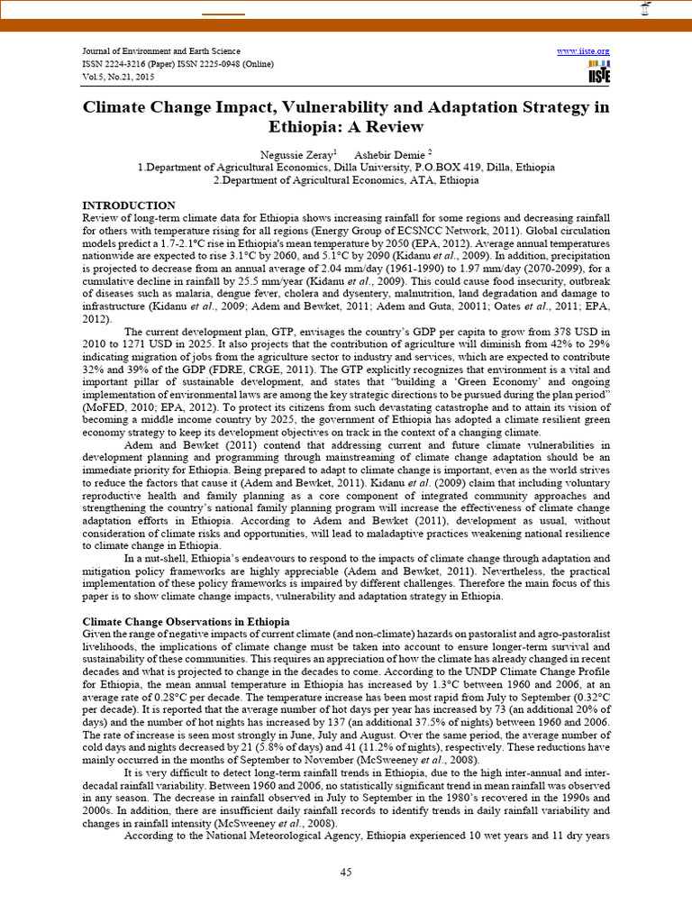 Climate Change Impact, Vulnerability and Adaptation Strategy in ...