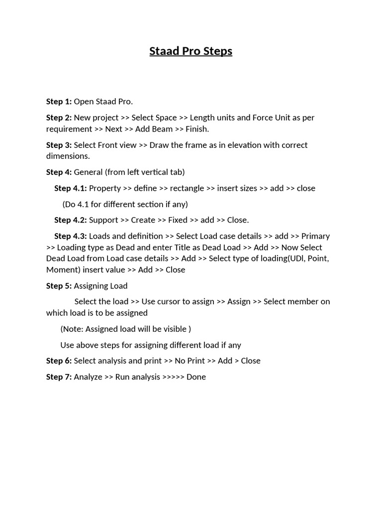 Staad Pro Steps | PDF | Teaching Methods & Materials | Technology ...