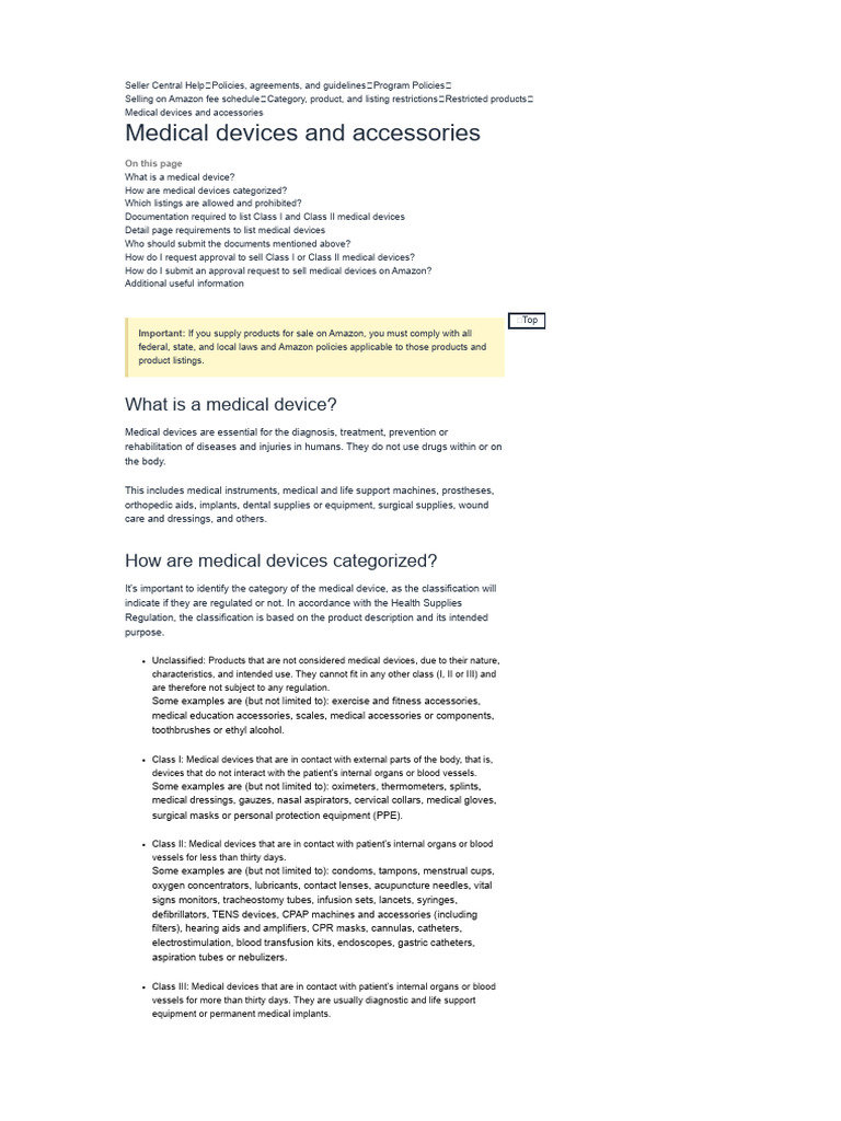 Medical Device MX - Amazon Policy | PDF