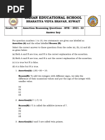 Class 6 - Assertion Reasoning Questions