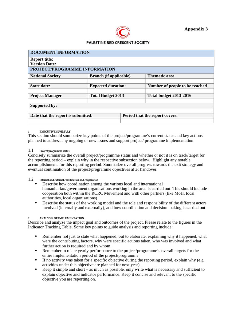 PRCS Reporting Template | PDF