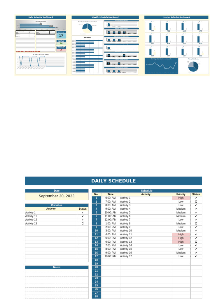 Daily Weekly Monthly Schedule Template | PDF