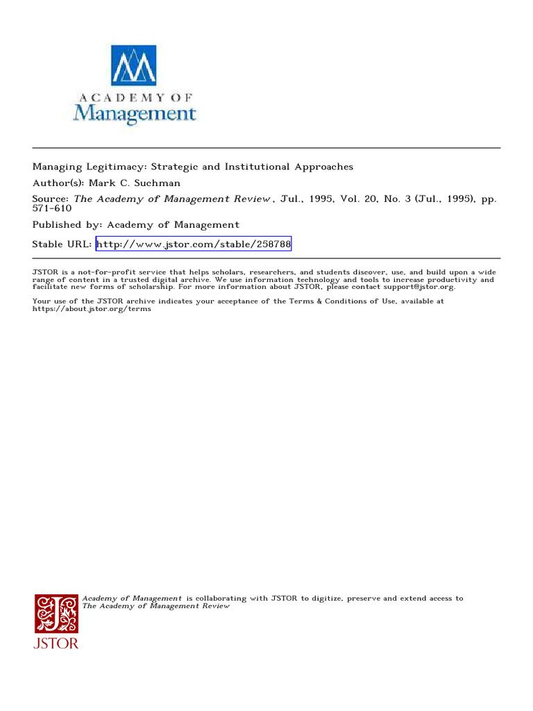Suchman ManagingLegitimacyStrategic 1995 | PDF