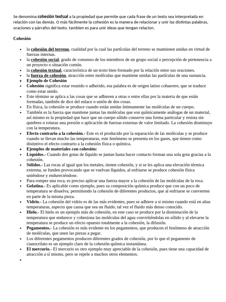 Cohesión | PDF
