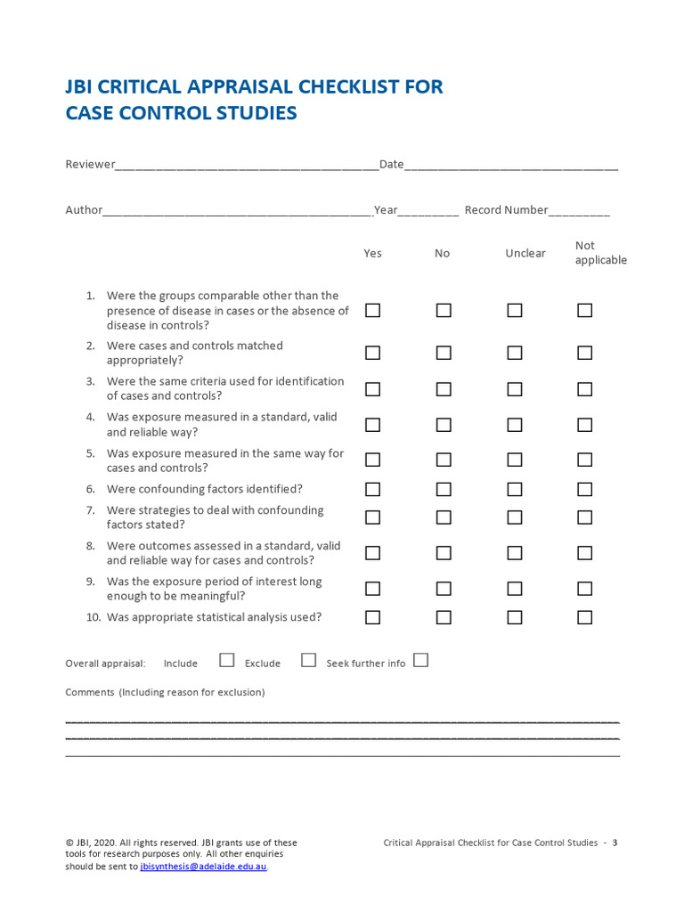Caso Controle Jbi | PDF
